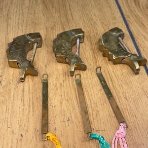Vintage Brass Fish Padlocks Charms w/ String Decorations - Set‎ of 3